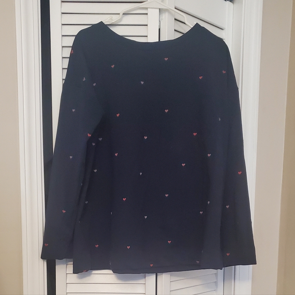 J. Jill Blue Long Sleeve Top with Hearts